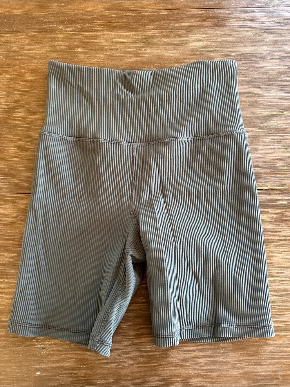 Athleta High-Waist Ribbed Bike Shorts - Olive